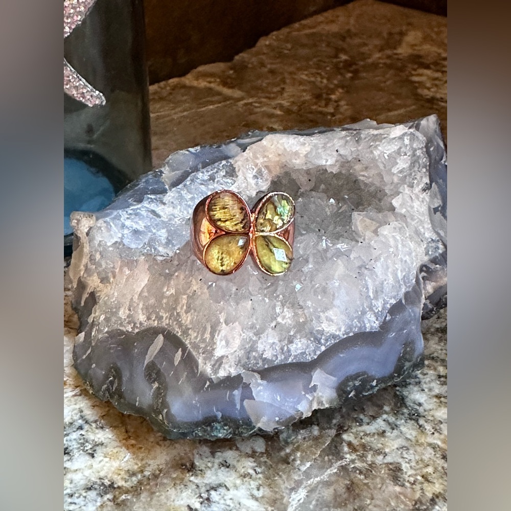 Rose Gold Gemstone Flower Ring
